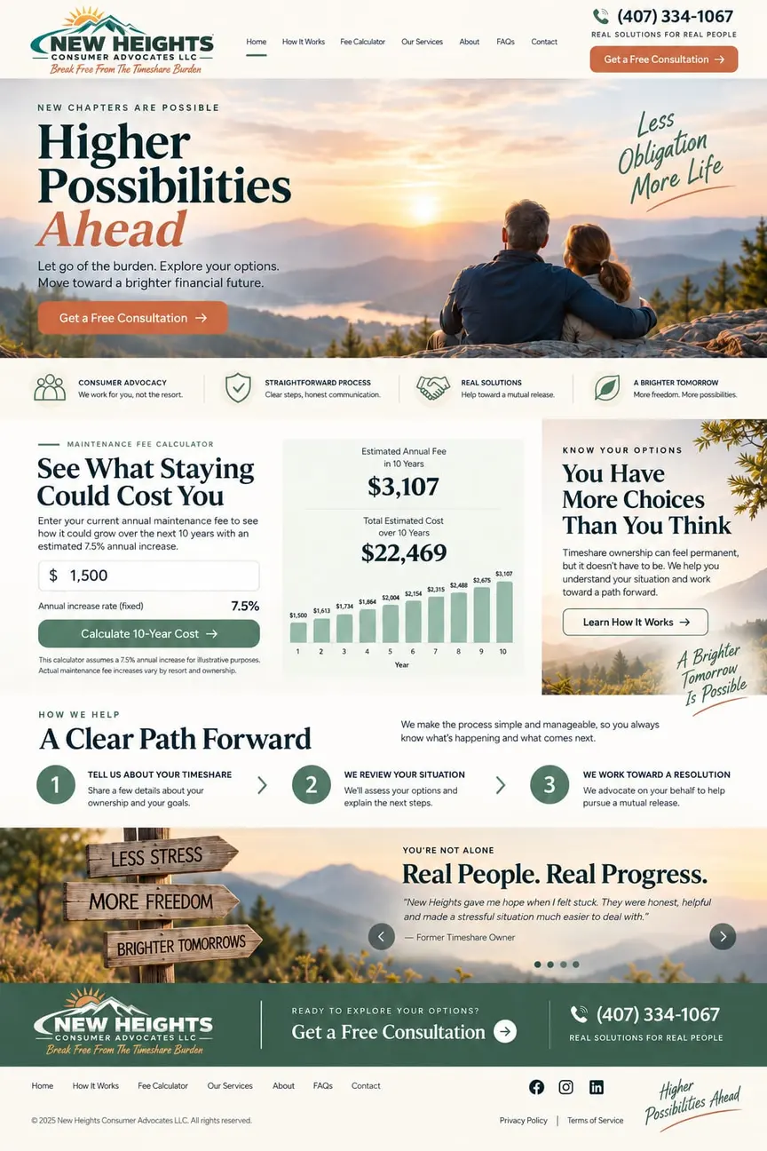 New Heights: the concept mockup for New Heights Consumer Advocates